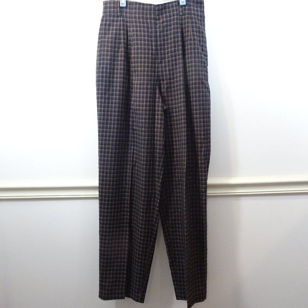Vintage Esprit Plaid Pants Size 7/8 High Rise Trousers Brown Career Wear Office